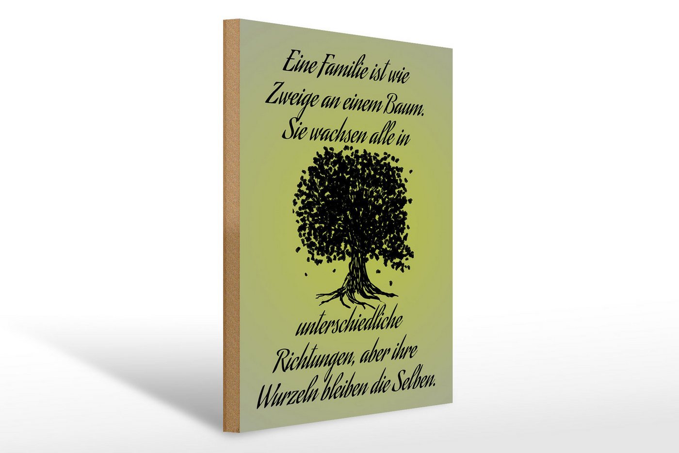 Femer GmbH Holzbild Spruch 30x40cm Familie ist wie Zweige an Baum, Familie Freunde, Sprüche Zitate Lustiges (1 St), Glatte Holzfaserplatte (MDF), vorn beschichtet von Femer GmbH