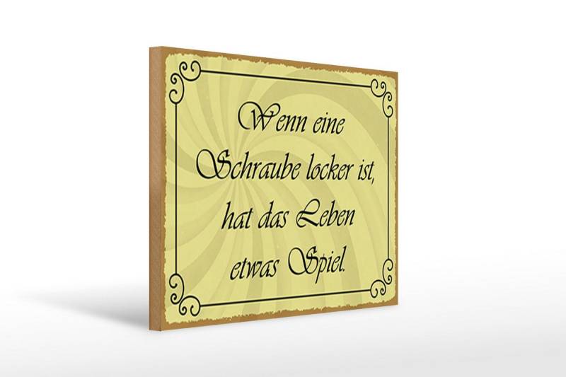 Femer GmbH Holzbild Spruch 40x30cm Schraube locker Leben Spiel, Sprüche Zitate Lustiges (1 St), Glatte Holzfaserplatte (MDF), vorn beschichtet von Femer GmbH