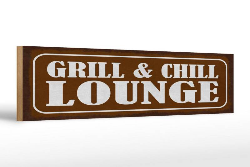 Femer GmbH Holzbild Spruch 46x10 cm Grill und Chill Lounge, (1 St), Glatte Holzfaserplatte (MDF), vorn beschichtet von Femer GmbH