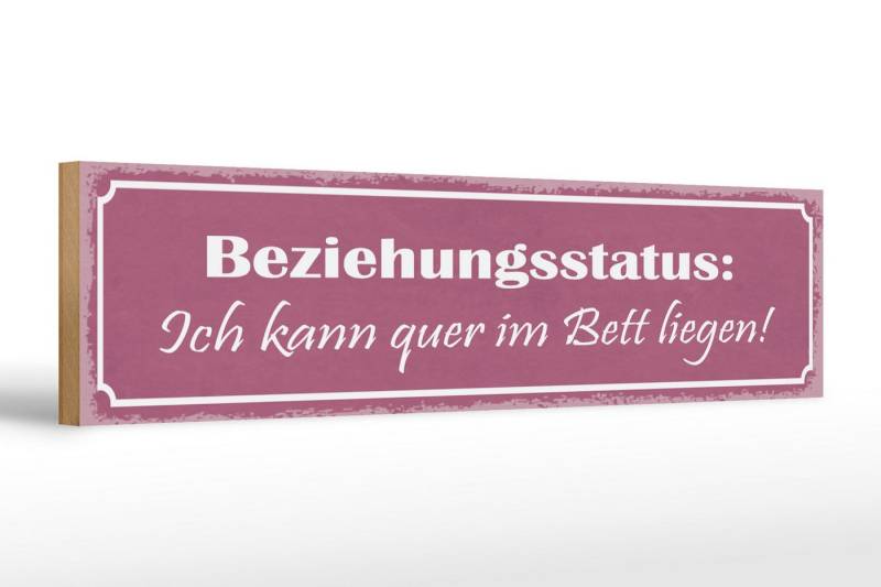 Femer GmbH Holzbild Spruch 46x10cm Beziehungsstatus quer im Bett, Sprüche Zitate Lustiges (1 St), Glatte Holzfaserplatte (MDF), vorn beschichtet von Femer GmbH