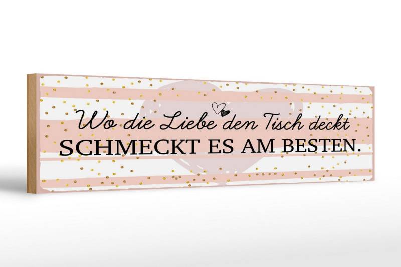 Femer GmbH Holzbild Spruch 46x10cm Wo die Liebe den Tisch deckt, Sprüche Zitate Lustiges (1 St), Glatte Holzfaserplatte (MDF), vorn beschichtet von Femer GmbH