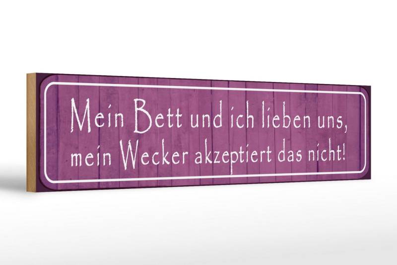 Femer GmbH Holzbild Spruch 46x10cm mein Bett und ich lieben uns, Sprüche Zitate Lustiges (1 St), Glatte Holzfaserplatte (MDF), vorn beschichtet von Femer GmbH