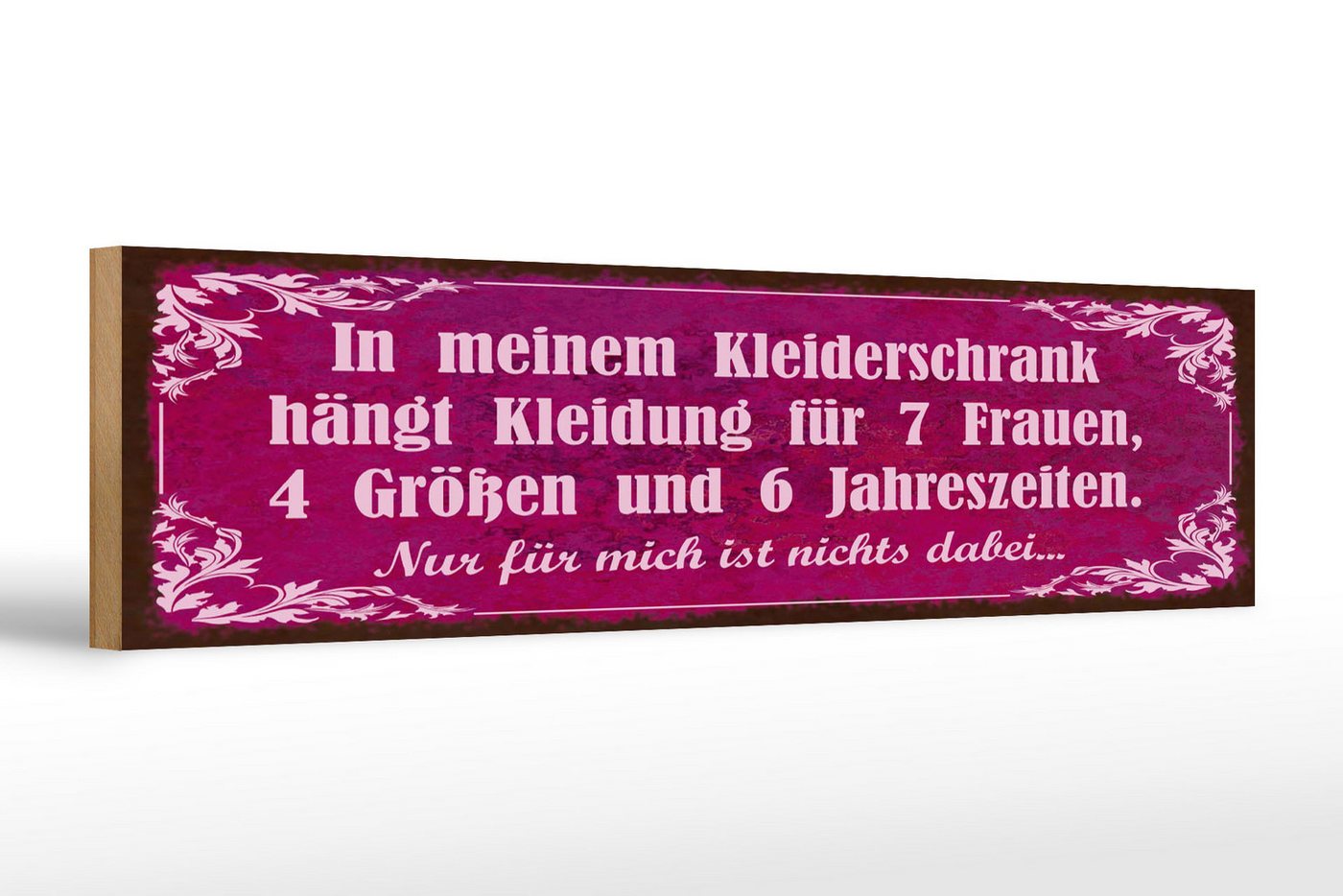 Femer GmbH Holzbild Spruch 46x10cm mein Kleiderschrank 4 Größen, (1 St), Glatte Holzfaserplatte (MDF), vorn beschichtet von Femer GmbH