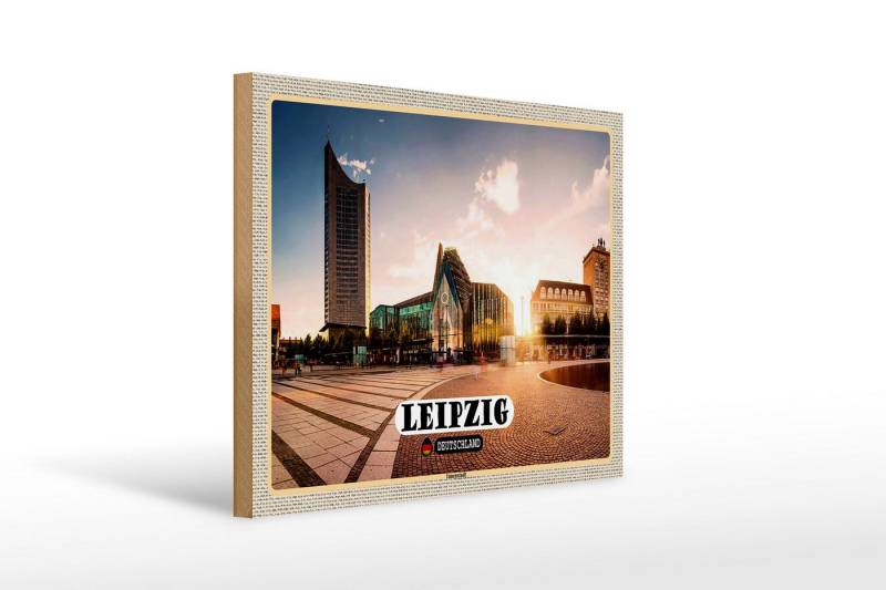 Femer GmbH Holzbild Städte Leipzig Innenstadt Teich Gebäude 40x30cm, (1 St), Glatte Holzfaserplatte (MDF), vorn beschichtet von Femer GmbH