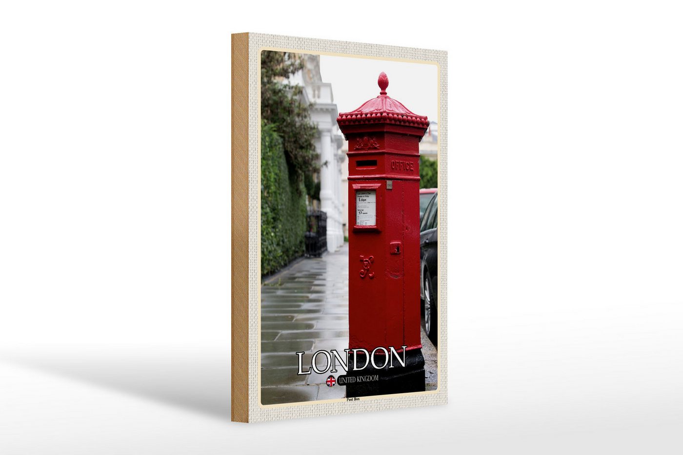 Femer GmbH Holzbild Städte London England UK Post Box 20x30cm, (1 St), Glatte Holzfaserplatte (MDF), vorn beschichtet von Femer GmbH