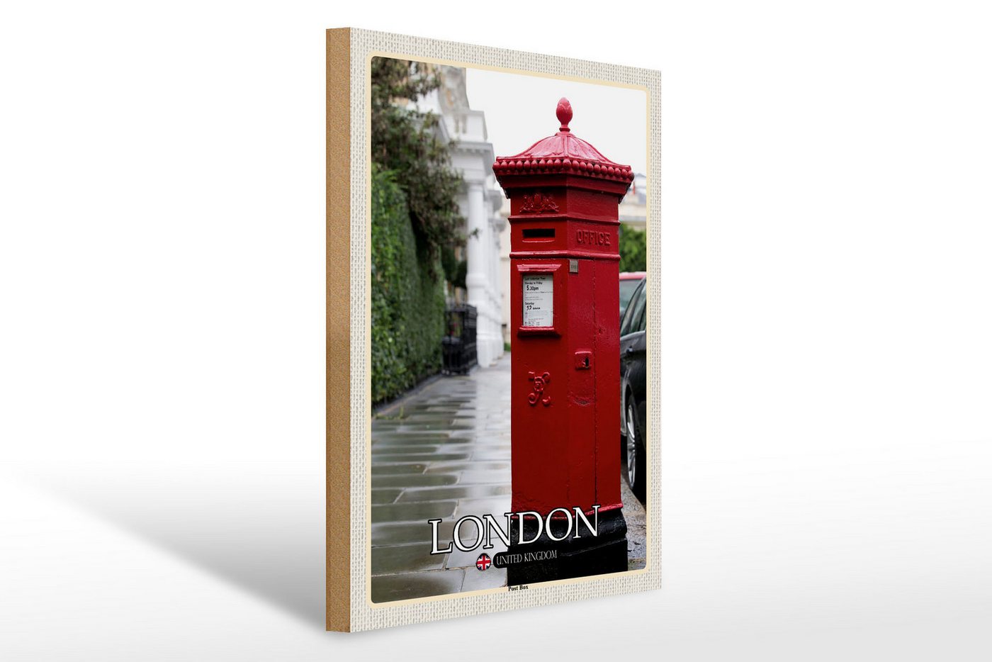 Femer GmbH Holzbild Städte London England UK Post Box 30x40cm, (1 St), Glatte Holzfaserplatte (MDF), vorn beschichtet von Femer GmbH