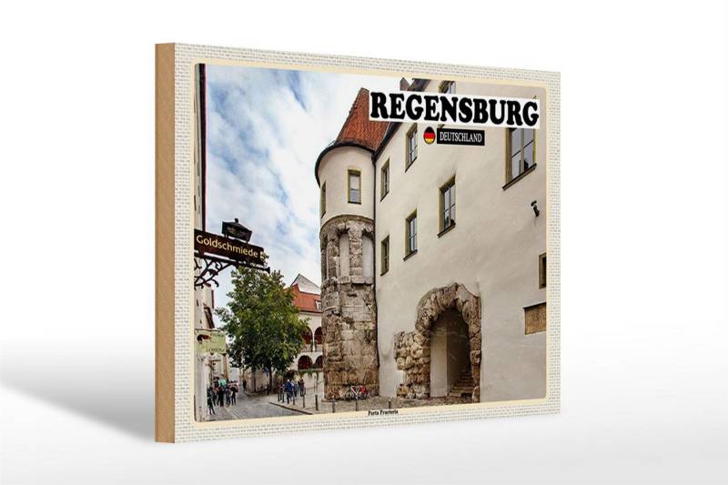 Femer GmbH Holzbild Städte Regensburg Porta Pretoria Schloss 30x20cm, (1 St), Glatte Holzfaserplatte (MDF), vorn beschichtet von Femer GmbH