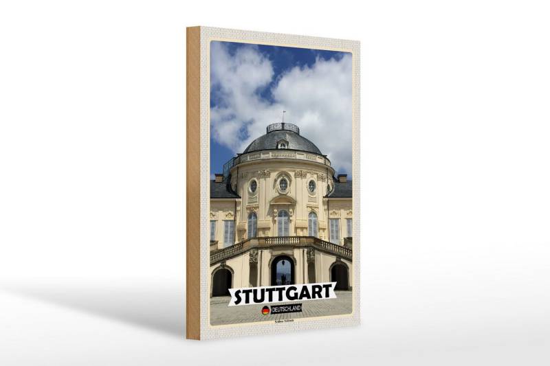 Femer GmbH Holzbild Städte Stuttgart Schloss Solitude 20x30cm, (1 St), Glatte Holzfaserplatte (MDF), vorn beschichtet von Femer GmbH