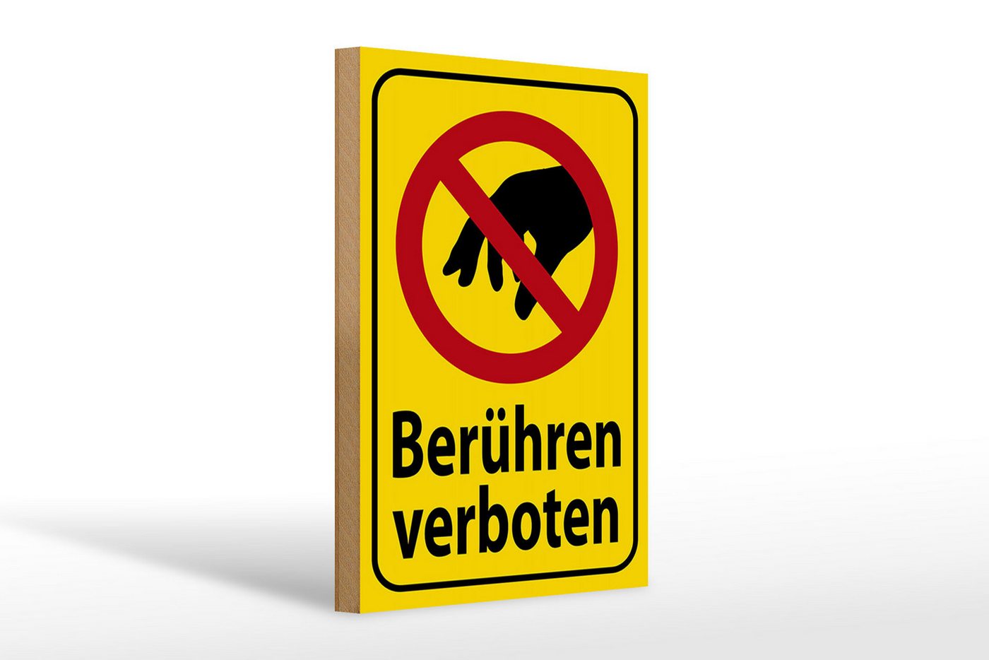 Femer GmbH Holzbild Warnschild 20x30cm berühren verboten, Hinweise und Warnungen (1 St), Glatte Holzfaserplatte (MDF), vorn beschichtet von Femer GmbH