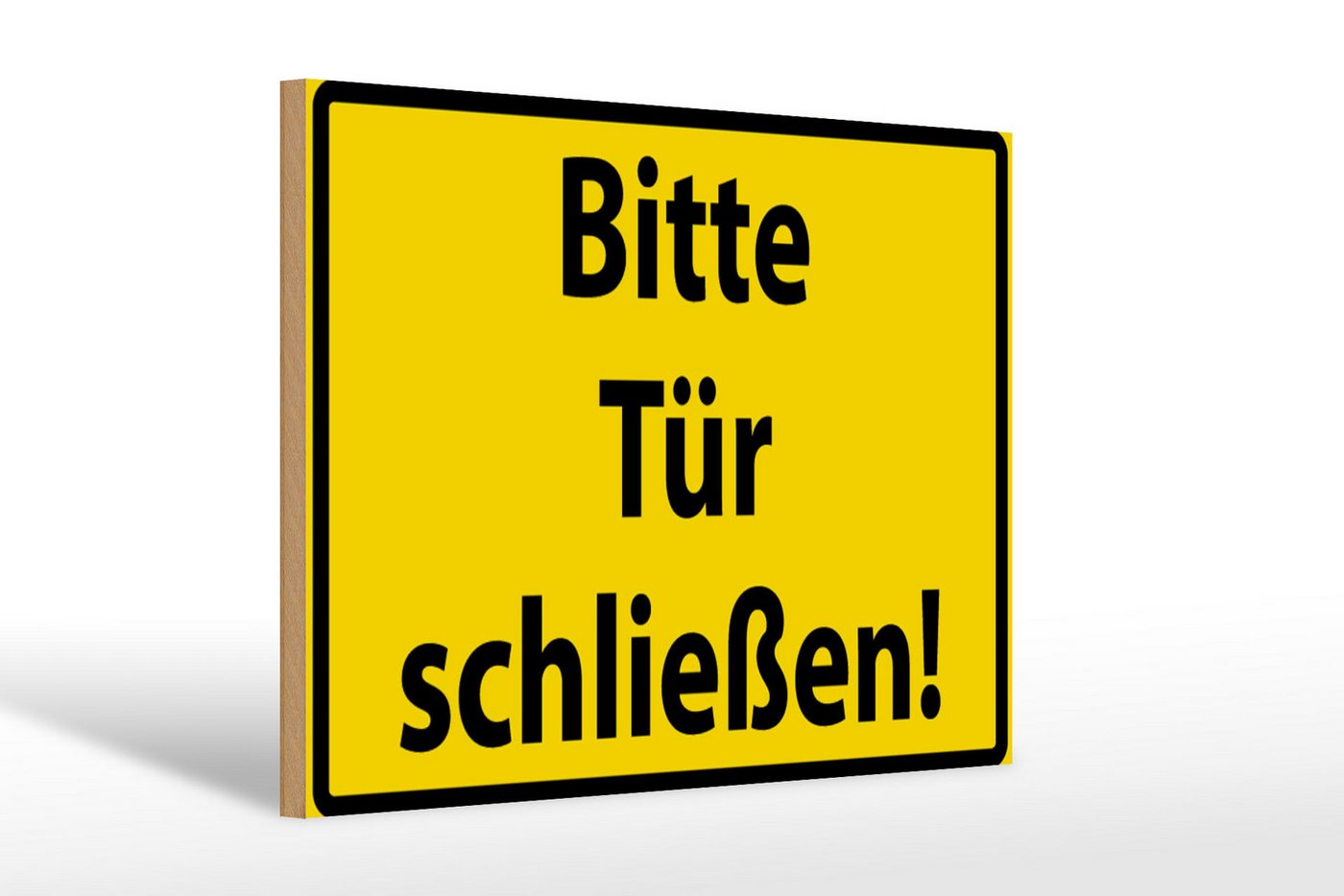 Femer GmbH Holzbild Warnschild 30x20cm Bitte Tür schließen, Hinweise und Warnungen (1 St), Glatte Holzfaserplatte (MDF), vorn beschichtet von Femer GmbH