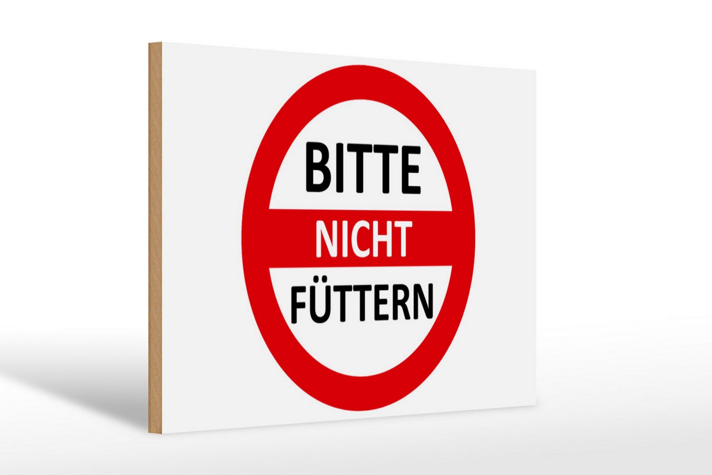 Femer GmbH Holzbild Warnschild 30x20cm Bitte nicht füttern (rot/weiß), Hinweise und Warnungen (1 St), Glatte Holzfaserplatte (MDF), vorn beschichtet von Femer GmbH