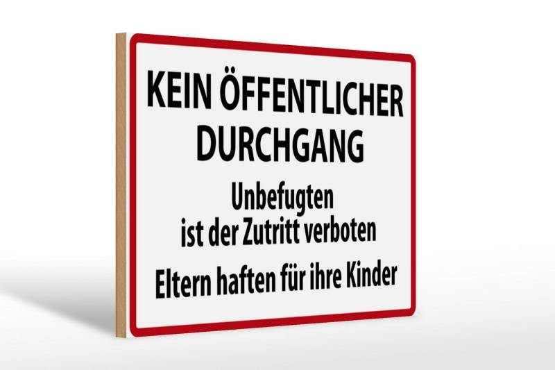 Femer GmbH Holzbild Warnschild 30x20cm Kein Öffentlicher Durchgang, Hinweise und Warnungen (1 St), Glatte Holzfaserplatte (MDF), vorn beschichtet von Femer GmbH