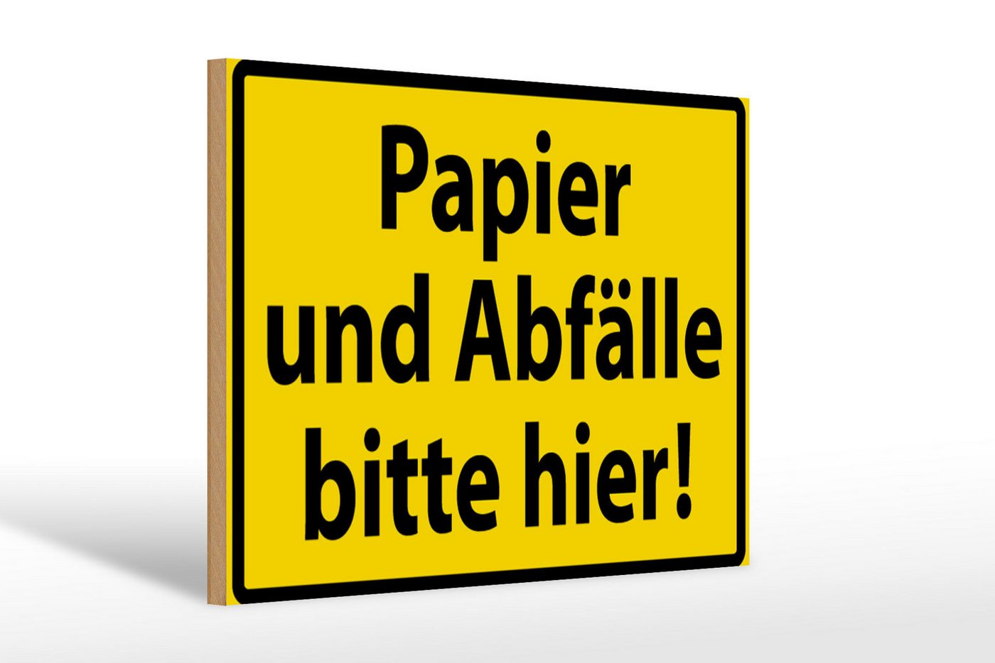 Femer GmbH Holzbild Warnschild 30x20cm Papier Abfälle bitte hier, Hinweise und Warnungen (1 St), Glatte Holzfaserplatte (MDF), vorn beschichtet von Femer GmbH