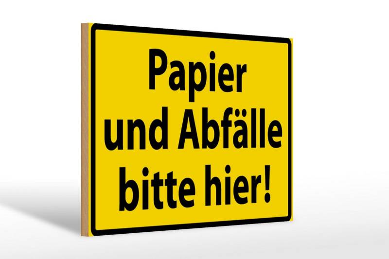 Femer GmbH Holzbild Warnschild 30x20cm Papier Abfälle bitte hier, Hinweise und Warnungen (1 St), Glatte Holzfaserplatte (MDF), vorn beschichtet von Femer GmbH