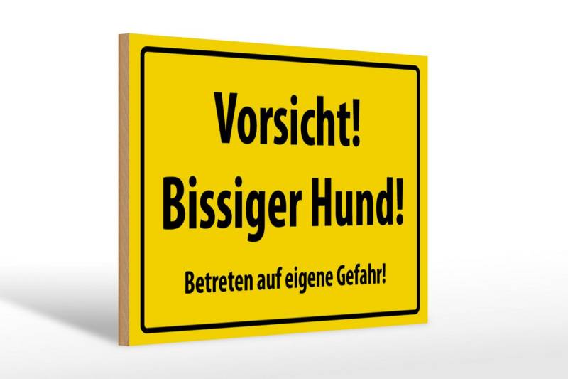 Femer GmbH Holzbild Warnschild 30x20cm Vorsicht bissiger Hund, Hinweise und Warnungen (1 St), Glatte Holzfaserplatte (MDF), vorn beschichtet von Femer GmbH