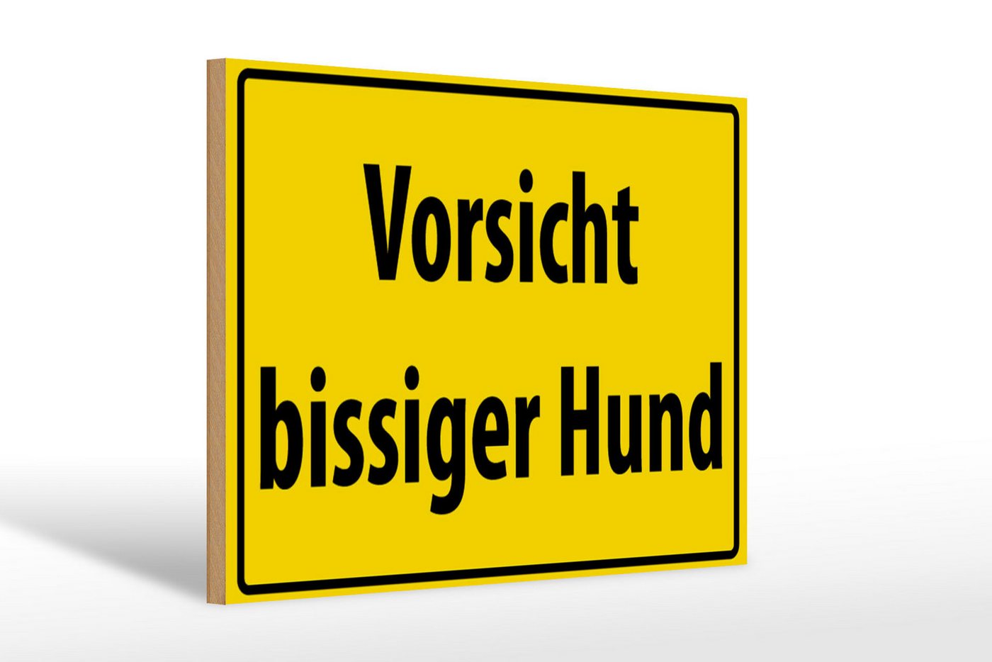 Femer GmbH Holzbild Warnschild 30x20cm Vorsicht bissiger Hund gelbes Schild, Hinweise und Warnungen (1 St), Glatte Holzfaserplatte (MDF), vorn beschichtet von Femer GmbH