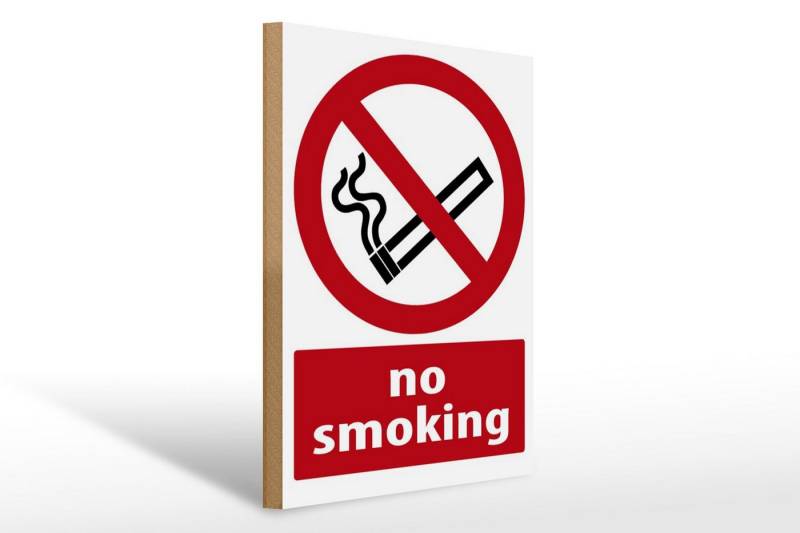 Femer GmbH Holzbild Warnschild 30x40cm No Smoking, Hinweise und Warnungen (1 St), Glatte Holzfaserplatte (MDF), vorn beschichtet von Femer GmbH