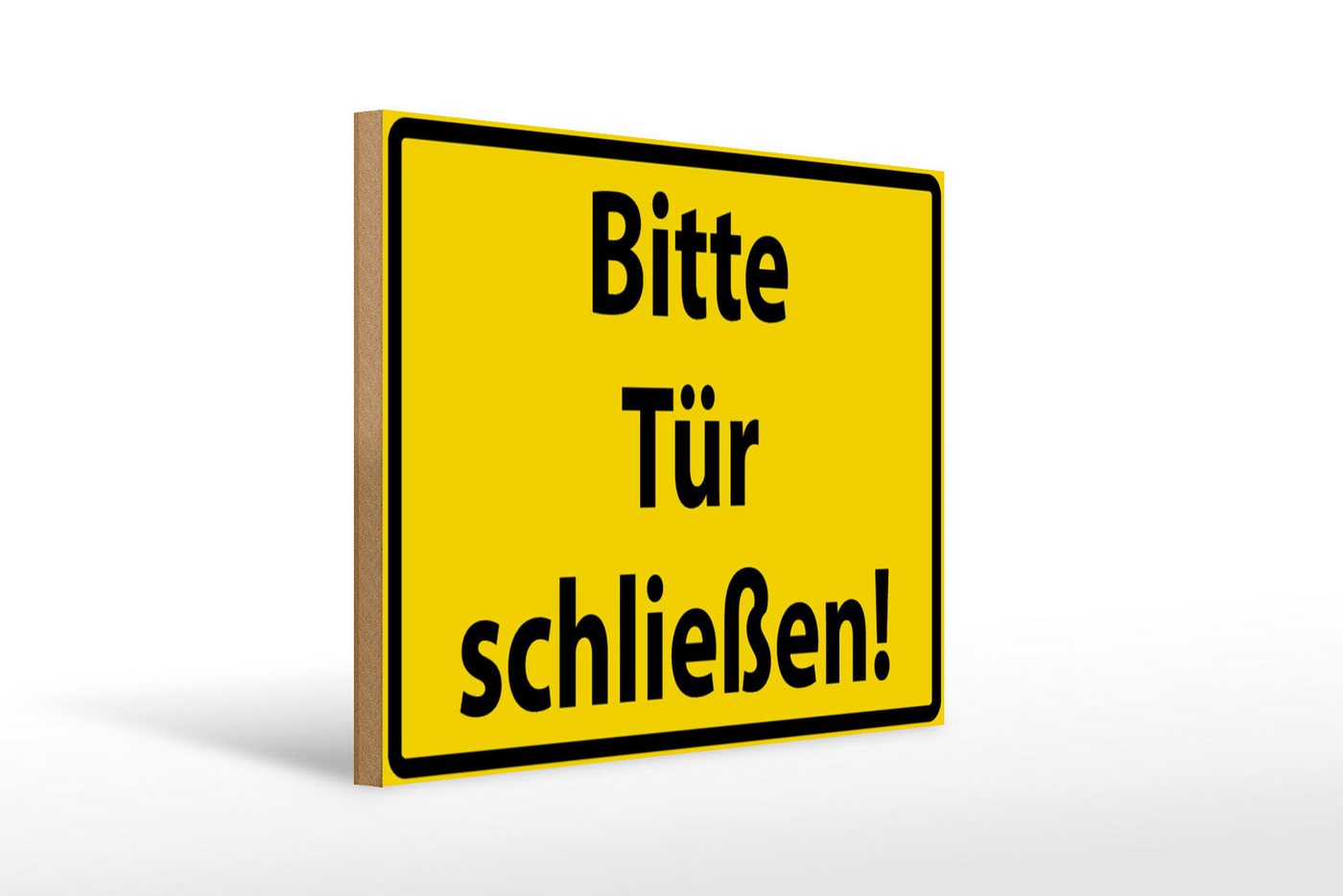 Femer GmbH Holzbild Warnschild 40x30cm Bitte Tür schließen, Hinweise und Warnungen (1 St), Glatte Holzfaserplatte (MDF), vorn beschichtet von Femer GmbH