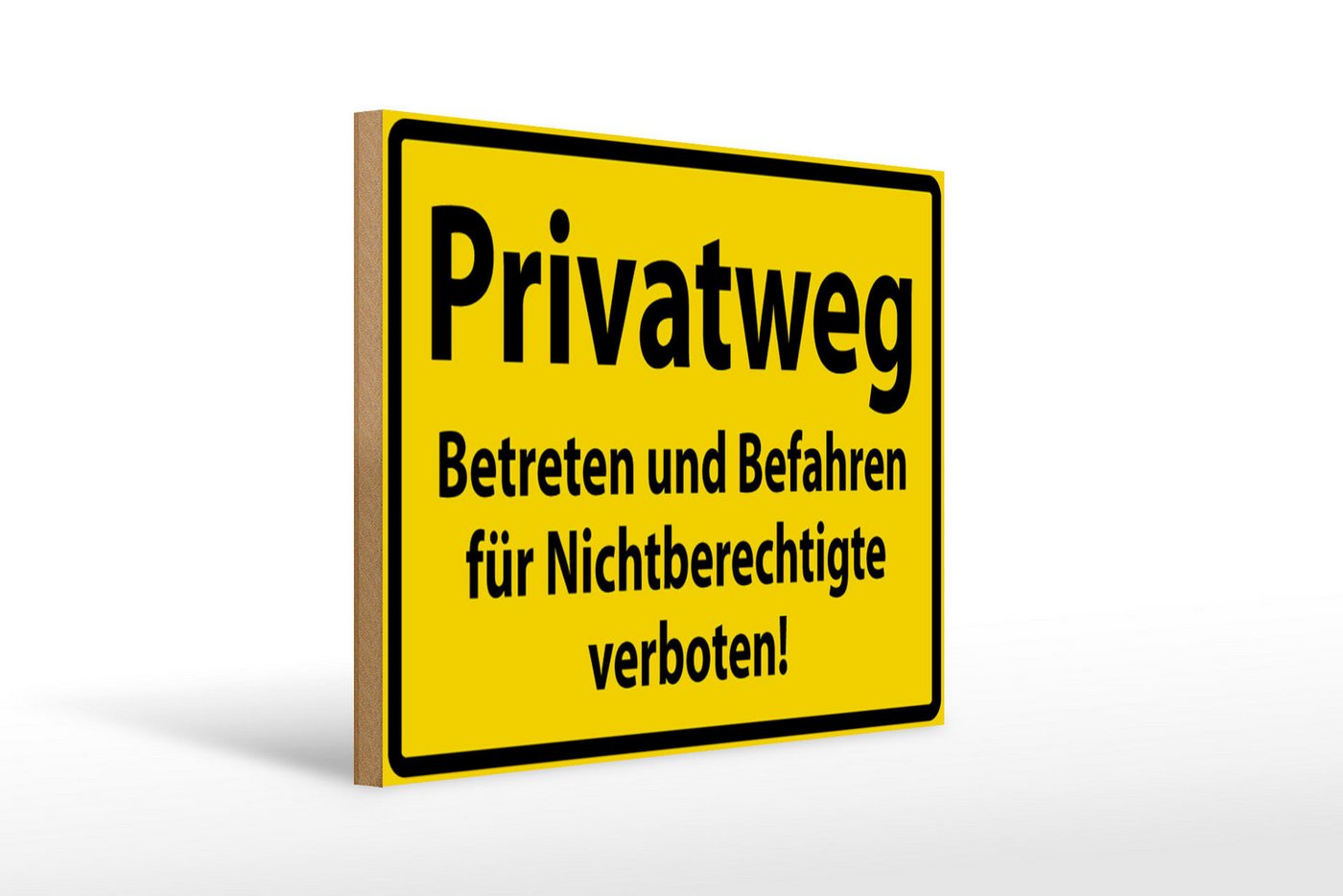 Femer GmbH Holzbild Warnschild 40x30cm Privatweg gelbes, Hinweise und Warnungen (1 St), Glatte Holzfaserplatte (MDF), vorn beschichtet von Femer GmbH
