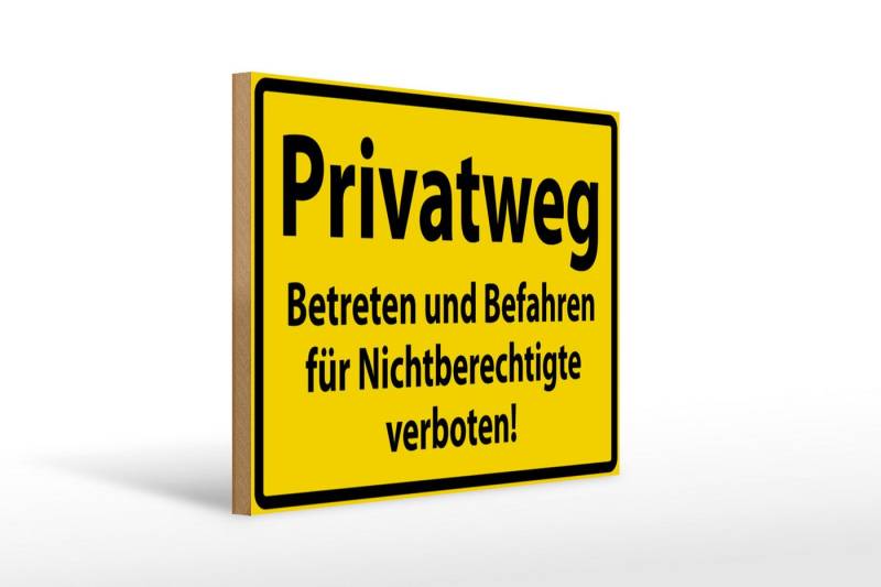Femer GmbH Holzbild Warnschild 40x30cm Privatweg gelbes, Hinweise und Warnungen (1 St), Glatte Holzfaserplatte (MDF), vorn beschichtet von Femer GmbH