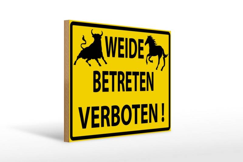 Femer GmbH Holzbild Warnschild 40x30cm Weide Betreten verboten, Hinweise und Warnungen (1 St), Glatte Holzfaserplatte (MDF), vorn beschichtet von Femer GmbH