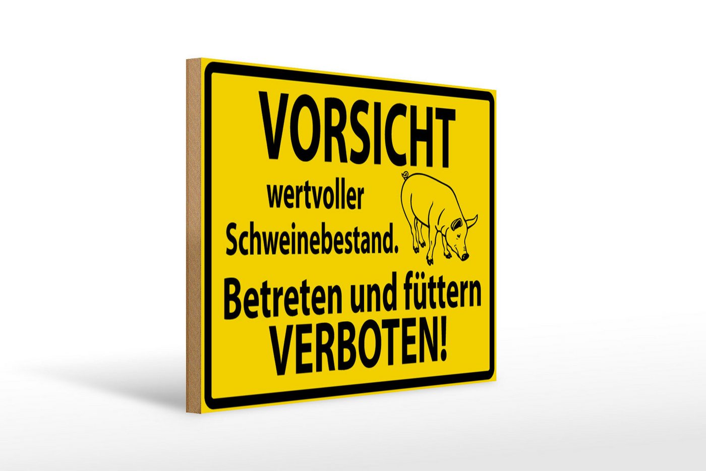Femer GmbH Holzbild Warnschild 40x30cm Wertvoller Schweinebestand, Hinweise und Warnungen (1 St), Glatte Holzfaserplatte (MDF), vorn beschichtet von Femer GmbH