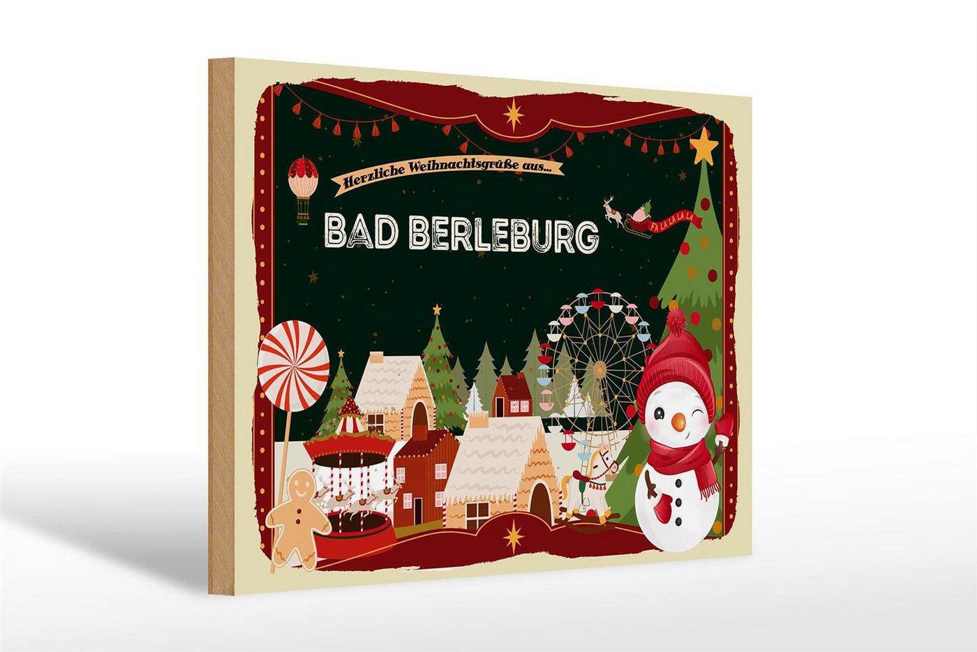 Femer GmbH Holzbild Weihnachten Grüße BAD BERLEBURG 30x20cm, Feste und Feiertage (1 St), Glatte Holzfaserplatte (MDF), vorn beschichtet von Femer GmbH