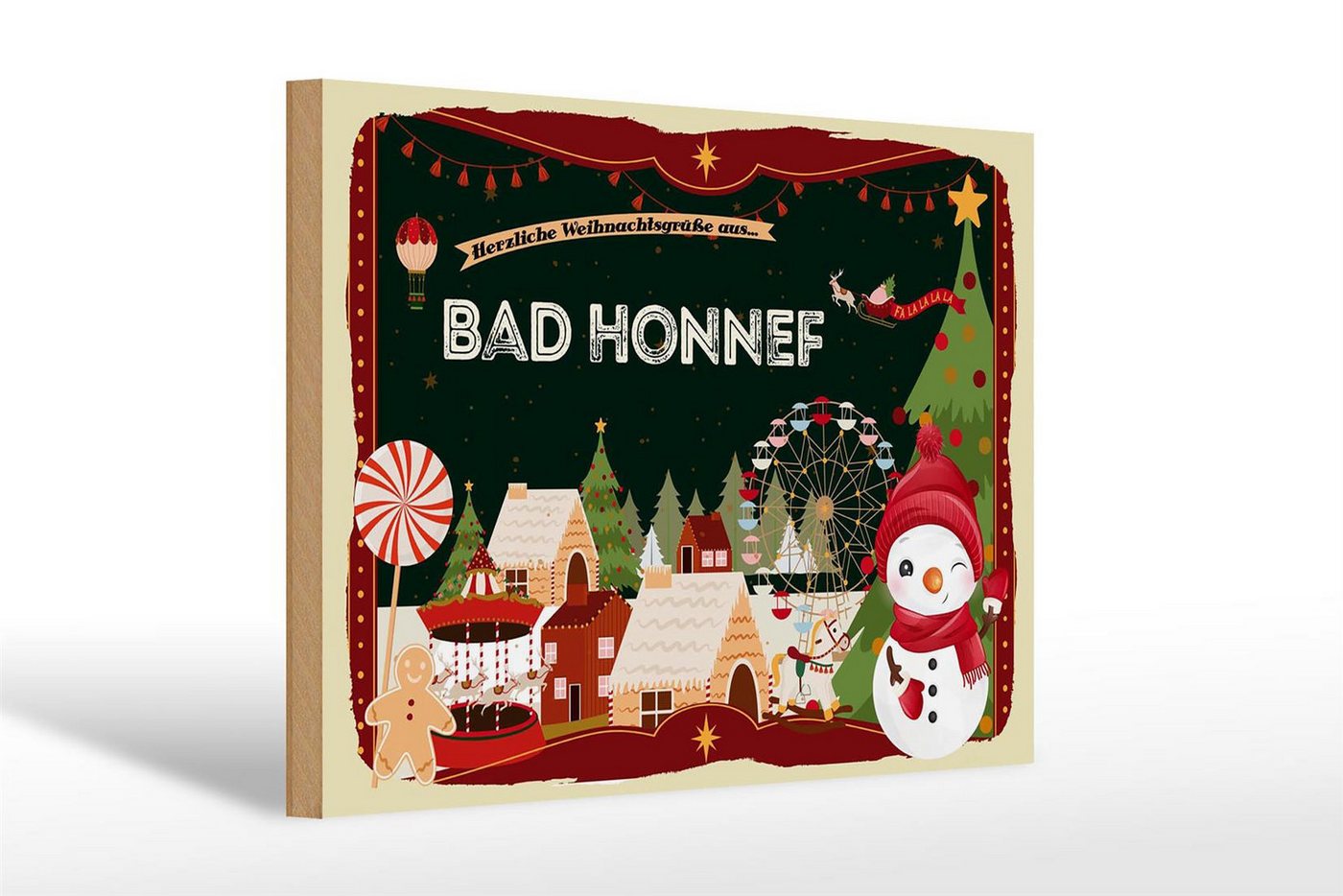Femer GmbH Holzbild Weihnachten Grüße aus BAD HONNEF 30x20cm, Feste und Feiertage (1 St), Glatte Holzfaserplatte (MDF), vorn beschichtet von Femer GmbH
