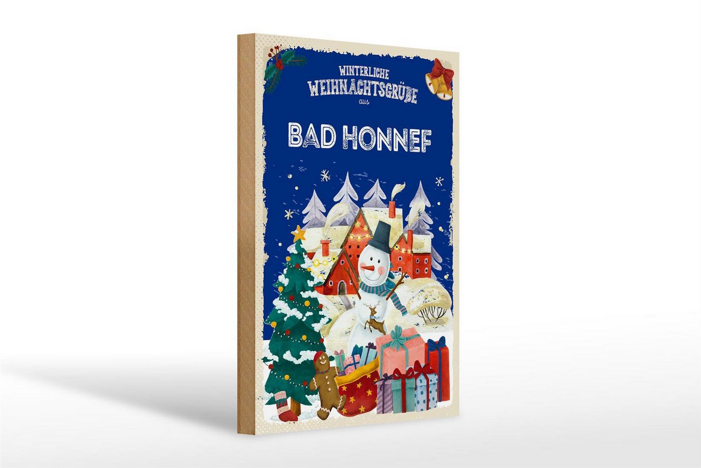 Femer GmbH Holzbild Weihnachtsgrüße aus BAD HONNEF 20x30cm, Feste und Feiertage (1 St), Glatte Holzfaserplatte (MDF), vorn beschichtet von Femer GmbH