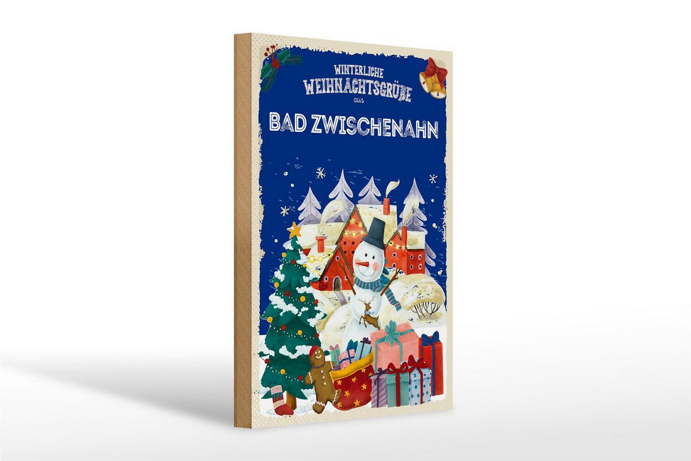 Femer GmbH Holzbild Weihnachtsgrüße aus BAD ZWISCHENHAHN 20x30cm, Feste und Feiertage (1 St), Glatte Holzfaserplatte (MDF), vorn beschichtet von Femer GmbH