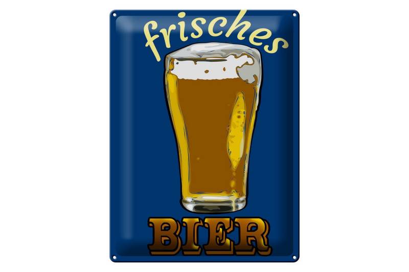 Femer GmbH Metallschild 30x40cm frisches Bier Bierglas, (1 St), gewölbte Oberfläche, abgerundete Ecken, umgeschlagene Kanten von Femer GmbH
