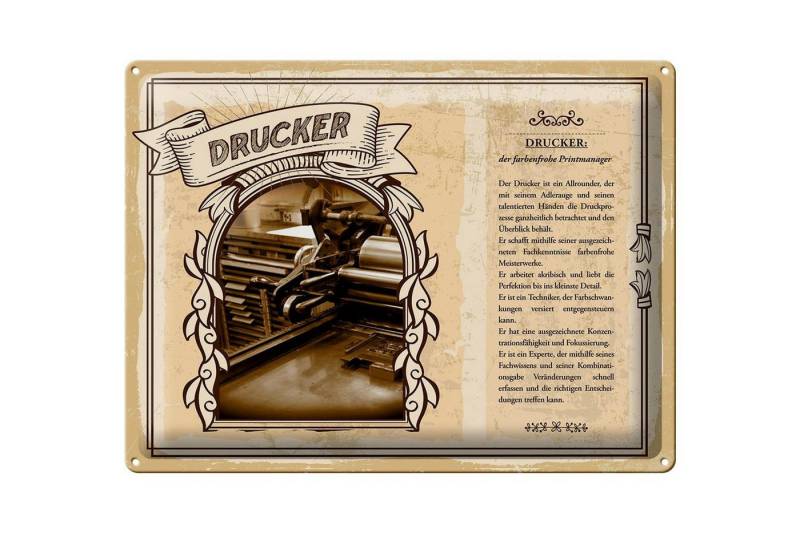 Femer GmbH Metallschild Berufe 40x30cm Drucker Printmanager Adlerauge, (1 St), gewölbte Oberfläche, abgerundete Ecken, umgeschlagene Kanten von Femer GmbH