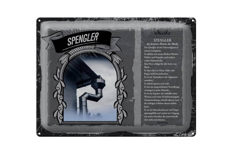 Femer GmbH Metallschild Berufe 40x30cm Spengler Meister der Bleche, (1 St), gewölbte Oberfläche, abgerundete Ecken, umgeschlagene Kanten von Femer GmbH