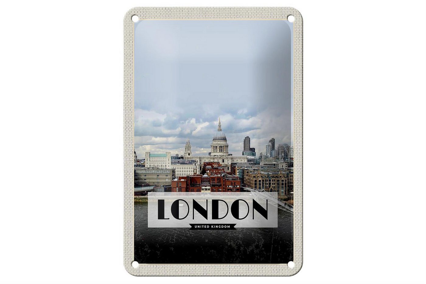 Femer GmbH Metallschild Reise 12x18cm London United Kingdom Foto Poster, (1 St), gewölbte Oberfläche, abgerundete Ecken, umgeschlagene Kanten von Femer GmbH