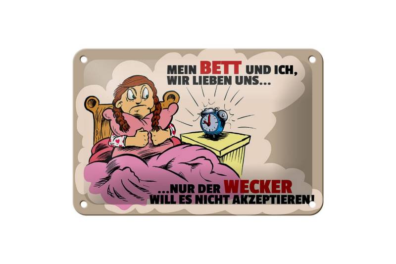Femer GmbH Metallschild Blechschild Spruch 18x12cm Mein Bett und Ich wir lieben uns, (1 St), gewölbte Oberfläche, abgerundete Ecken, umgeschlagene Kanten von Femer GmbH