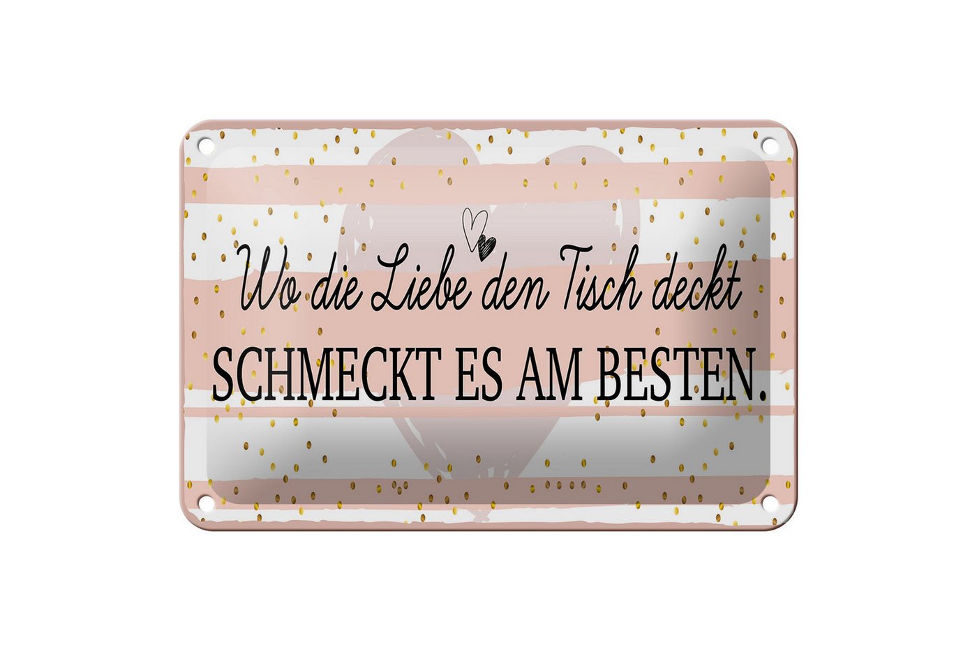 Femer GmbH Metallschild Spruch 18x12cm Wo die Liebe den Tisch deckt, (1 St), gewölbte Oberfläche, abgerundete Ecken, umgeschlagene Kanten von Femer GmbH