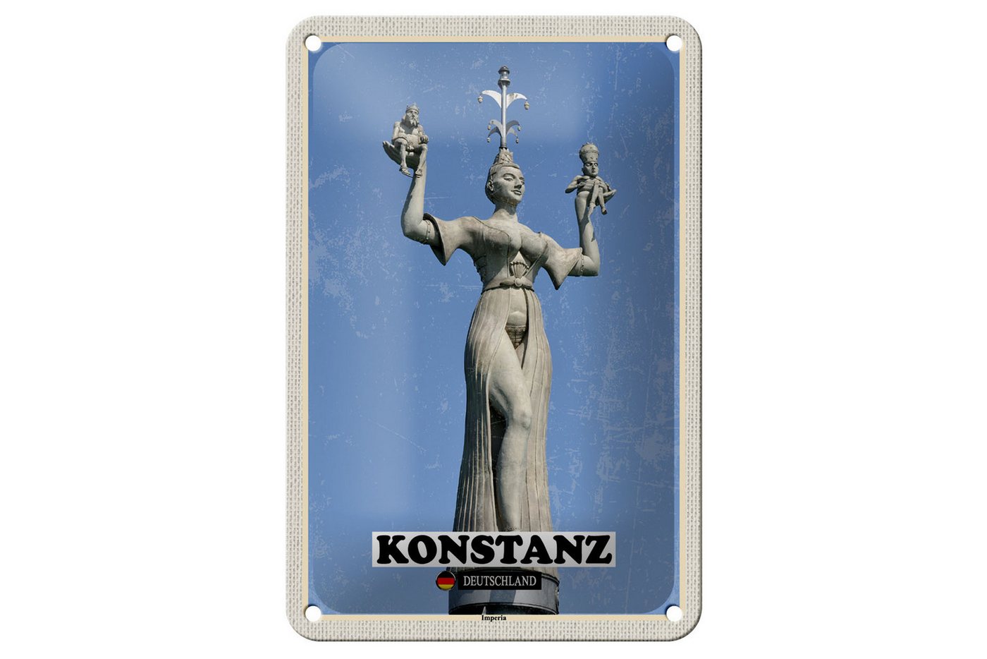 Femer GmbH Metallschild Städte Konstanz Imperia Skulptur Deko 12x18cm Schild, (1 St), gewölbte Oberfläche, abgerundete Ecken, umgeschlagene Kanten von Femer GmbH