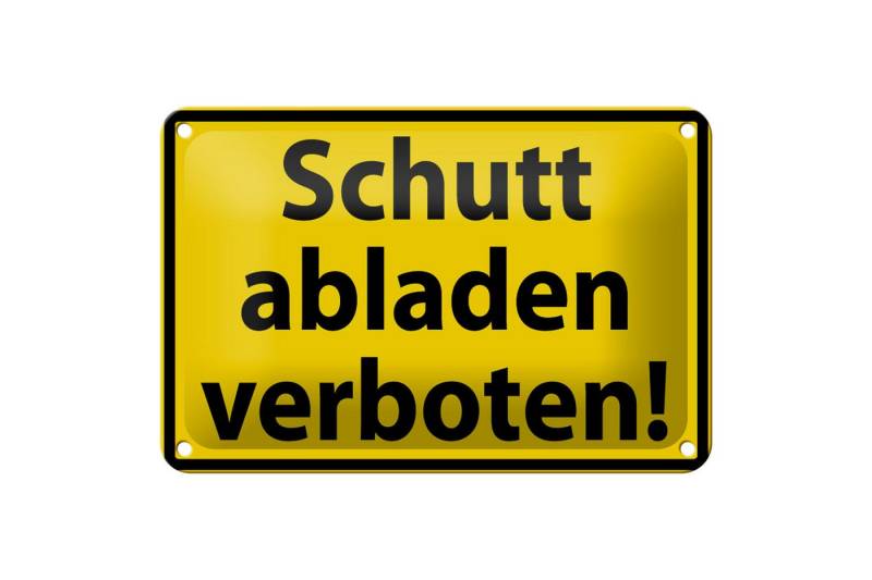 Femer GmbH Metallschild Warnschild 18x12cm Schutt abladen verboten, (1 St), gewölbte Oberfläche, abgerundete Ecken, umgeschlagene Kanten von Femer GmbH