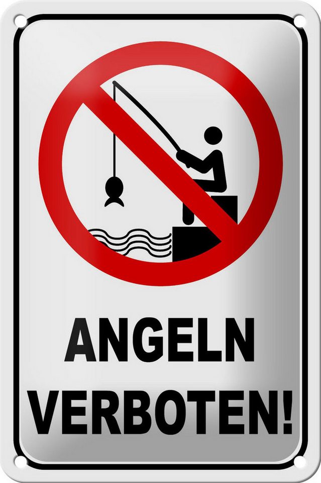 Femer GmbH Metallschild Hinweis 12x18cm Angeln verboten Warnschild, (1 St), gewölbte Oberfläche, abgerundete Ecken, umgeschlagene Kanten von Femer GmbH