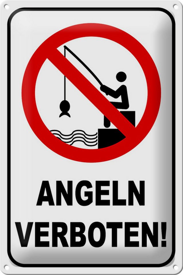 Femer GmbH Metallschild Hinweis 20x30cm Angeln verboten Warnschild, (1 St), gewölbte Oberfläche, abgerundete Ecken, umgeschlagene Kanten von Femer GmbH