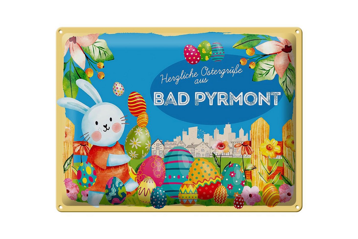 Femer GmbH Metallschild Ostern Ostergrüße 40x30cm BAD PYRMONT, (1 St), gewölbte Oberfläche, abgerundete Ecken, umgeschlagene Kanten von Femer GmbH