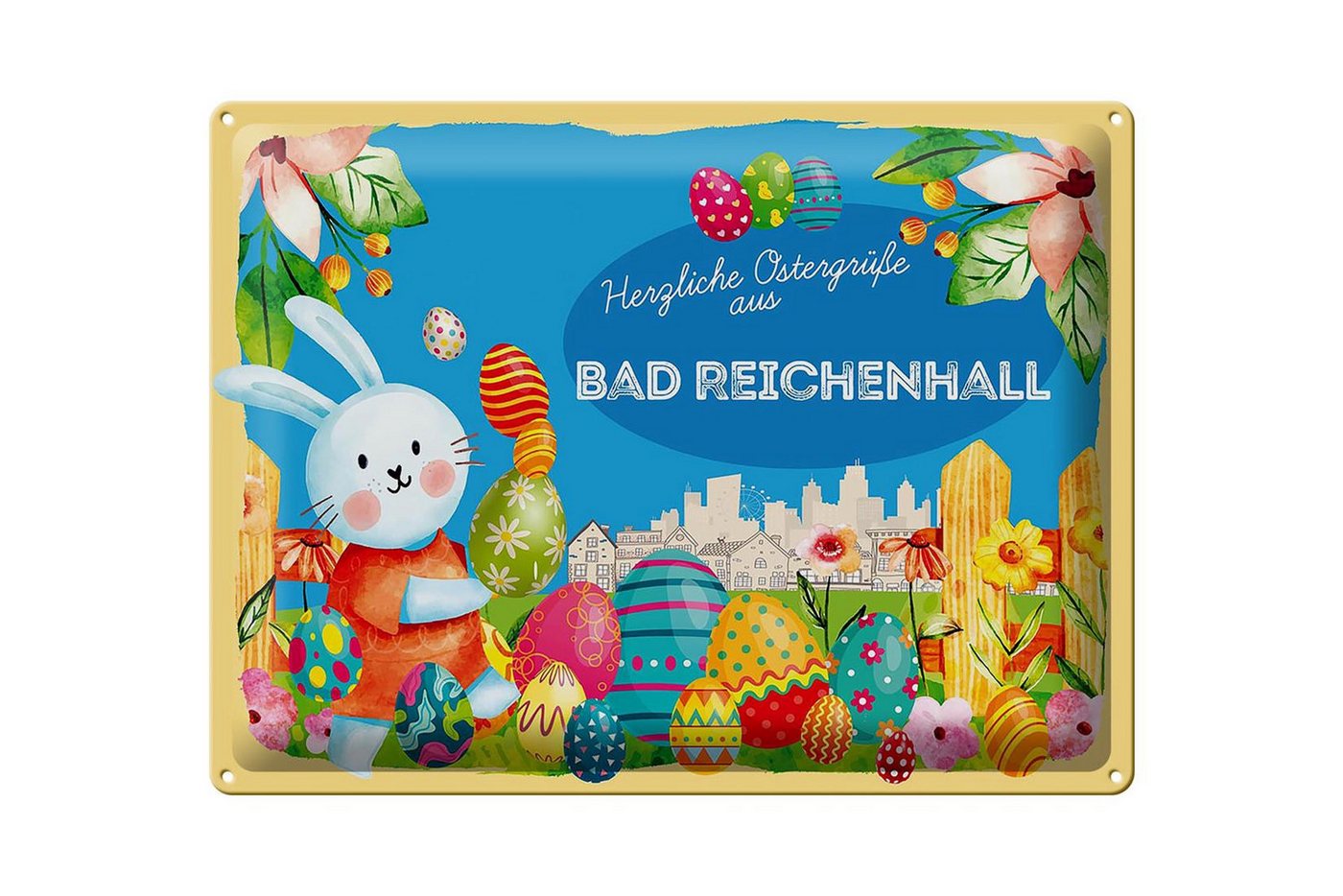 Femer GmbH Metallschild Ostern Ostergrüße 40x30cm BAD REICHENHALL, (1 St), gewölbte Oberfläche, abgerundete Ecken, umgeschlagene Kanten von Femer GmbH