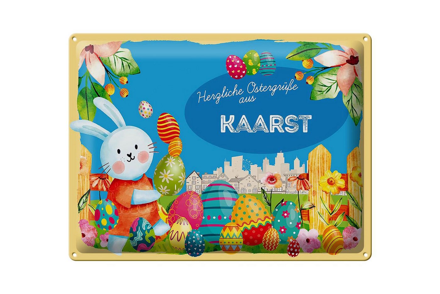 Femer GmbH Metallschild Ostern Ostergrüße 40x30cm KAARST, (1 St), gewölbte Oberfläche, abgerundete Ecken, umgeschlagene Kanten von Femer GmbH