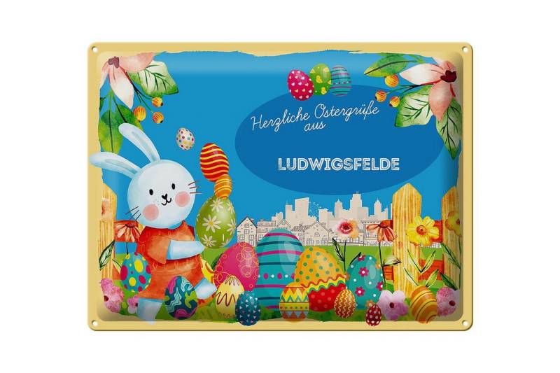 Femer GmbH Metallschild Ostern Ostergrüße 40x30cm LUDWIGSFELDE, (1 St), gewölbte Oberfläche, abgerundete Ecken, umgeschlagene Kanten von Femer GmbH
