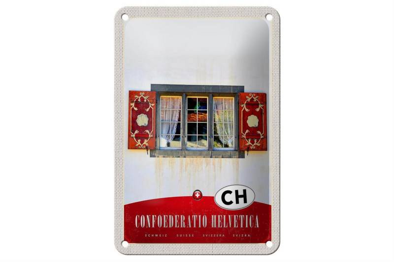 Femer GmbH Metallschild Reise 12x18cm Confederation Helvetica Natur Haus Schild, (1 St), gewölbte Oberfläche, abgerundete Ecken, umgeschlagene Kanten von Femer GmbH