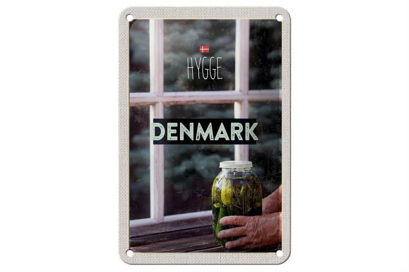 Femer GmbH Metallschild Reise 12x18cm Dänemark Gurken im Glas Fenster, (1 St), gewölbte Oberfläche, abgerundete Ecken, umgeschlagene Kanten von Femer GmbH