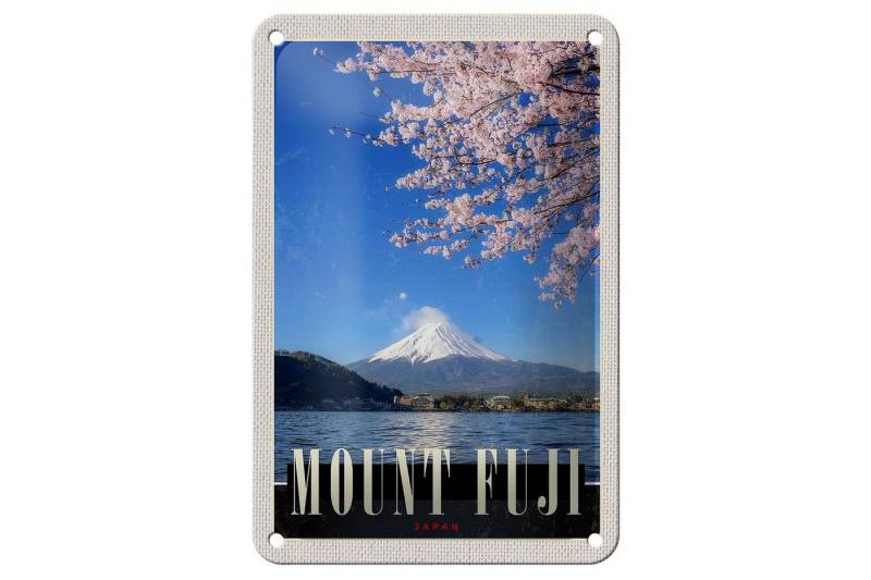 Femer GmbH Metallschild Reise 12x18cm Mont Fuji Japan Asien Meer Natur Schild, (1 St), gewölbte Oberfläche, abgerundete Ecken, umgeschlagene Kanten von Femer GmbH