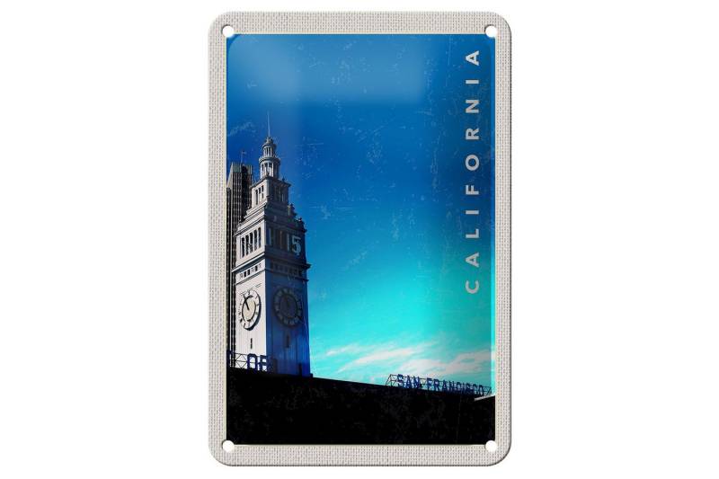Femer GmbH Metallschild Reise 12x18cm San Francisco Californien Uhr Turm Schild, (1 St), gewölbte Oberfläche, abgerundete Ecken, umgeschlagene Kanten von Femer GmbH