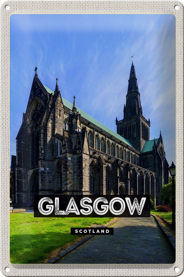 Femer GmbH Metallschild Reise 20x30cm Glasgow Scotland Schloss, (1 St), gewölbte Oberfläche, abgerundete Ecken, umgeschlagene Kanten von Femer GmbH