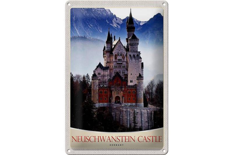 Femer GmbH Metallschild Reise 20x30cm Neuschwanstein Schloss Deutschland, (1 St), gewölbte Oberfläche, abgerundete Ecken, umgeschlagene Kanten von Femer GmbH
